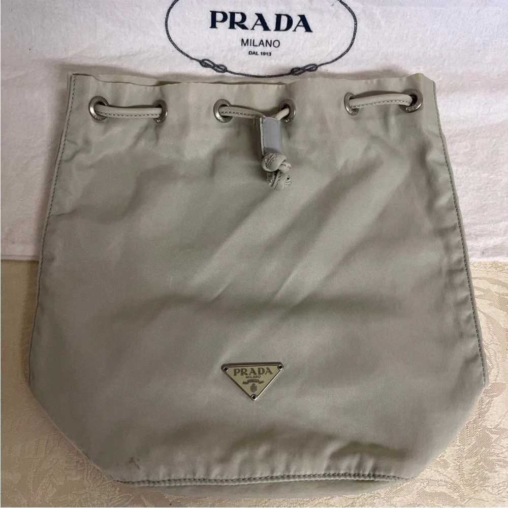 Prada Light Gray Drawstring Bag - image 2